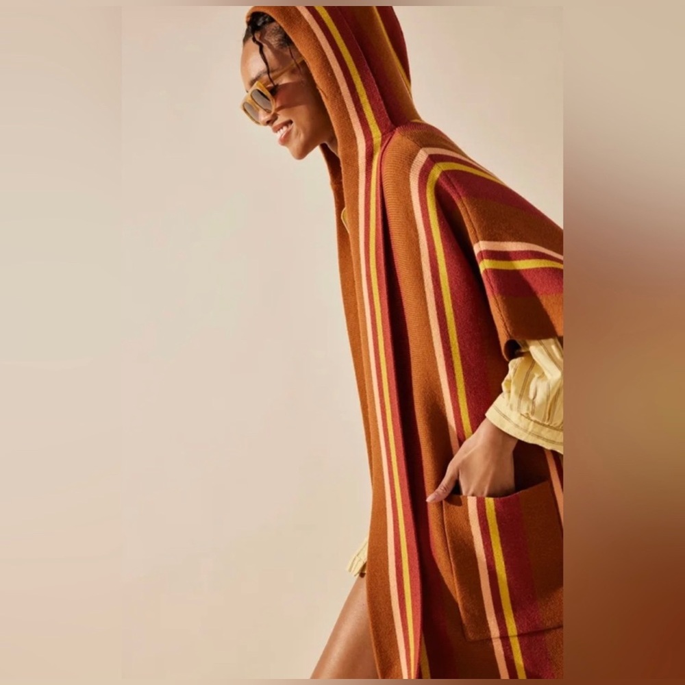 Free People All I Need Stripe Hooded Poncho